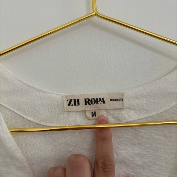 ZII Ropa White Linen Open Front Vera String Top - Picture 7 of 9